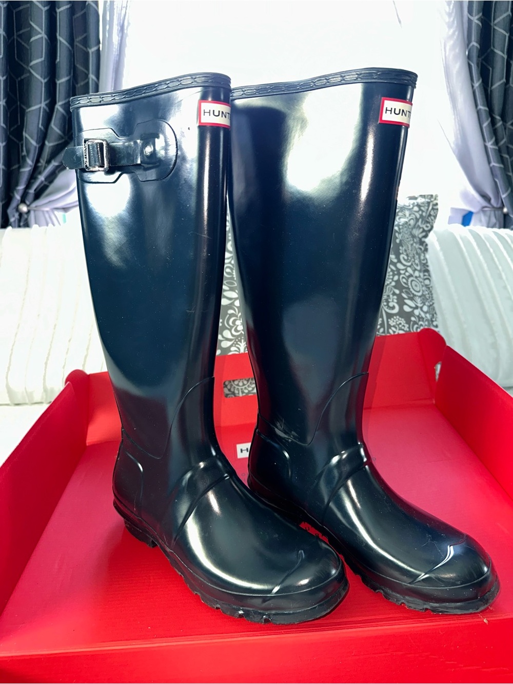 Hunter Navy Gloss Tall Rain Boots